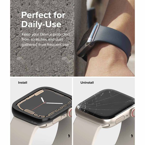 Ringke Style de lunette Apple Watch 7 / 8 / 9 - 41 mm - Hairline Plain Silver