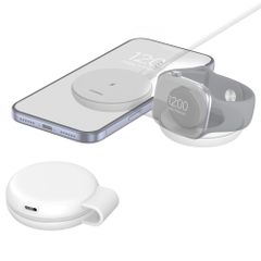 imoshion Chargeur de voyage sans fil 2-en-1 25 W - iPhone / AirPods / Apple Watch - Qi2.2 - Blanc