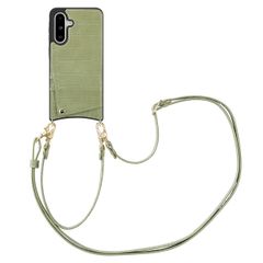 Selencia Coque de télephone Nova Croco avec cordon et porte-cartes Samsung Galaxy A36 / A56 - Sage Green