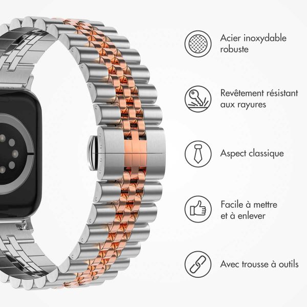 Selencia Bracelet Metallique Jubilee Apple Watch | 38/40/41/42 mm - Argent & Or Rose