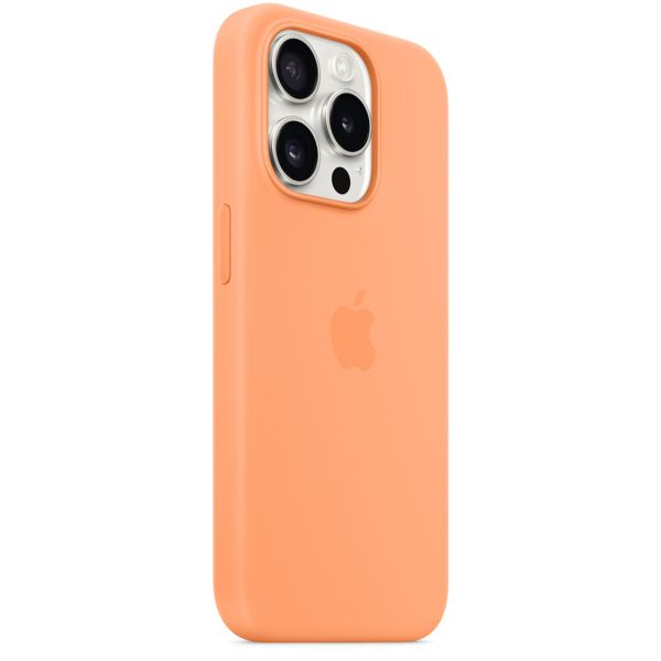 Apple Coque en silicone MagSafe Apple iPhone 15 Pro - Orange Sorbet