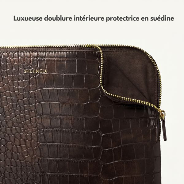 Selencia Pochette ordinateur Croco 11 pouces - Choco Brown