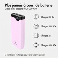 imoshion Batterie externe 20 000 mAh - Chargeur rapide 22,5 W - USB-C / USB-A - Rose
