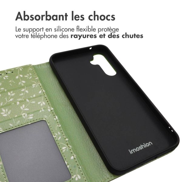imoshion Étui de télephone portefeuille Design Samsung Galaxy A34 (5G) - Green Flowers