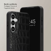 Selencia Coque de télephone Nova Croco avec cordon et porte-cartes Samsung Galaxy S25 FE - Noir