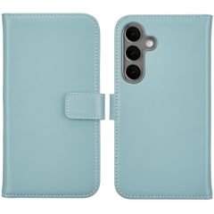 Selencia Étui portefeuille en cuir véritable Samsung Galaxy S25 - Air Blue