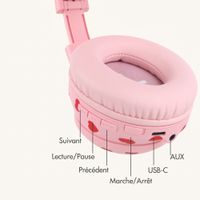 imoshion Casque sans fil pour enfants LED Light - Limiteur de décibels - Avec câble AUX - Cœurs