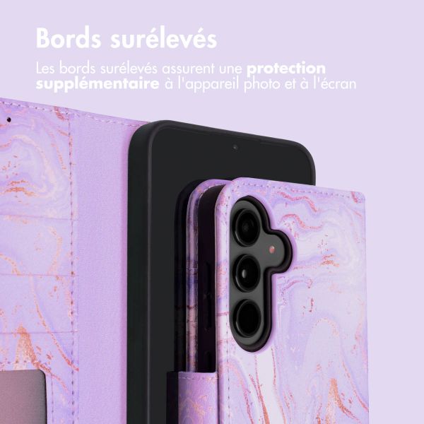 imoshion Étui de télephone portefeuille Design Samsung Galaxy S24 Plus - Purple Marble