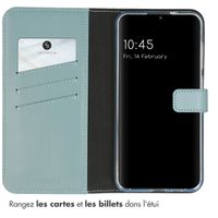 Selencia Étui portefeuille en cuir véritable Samsung Galaxy S24 Plus - Air Blue
