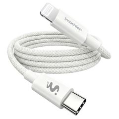 imoshion Câble USB-C vers Lightning Tressé 30 W - 1 mètre - Blanc