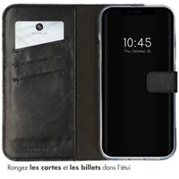 Selencia Étui portefeuille en cuir véritable Apple iPhone 14 Plus - Noir