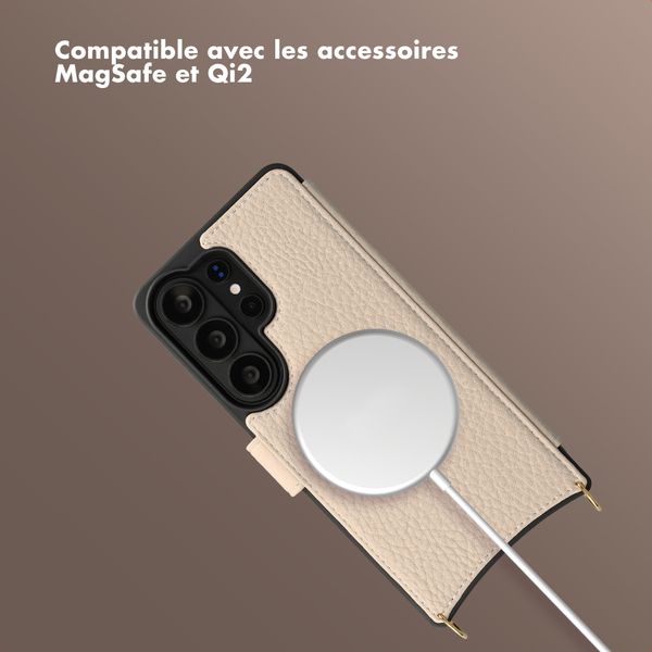 Selencia Étui Riva avec MagSafe et cordon de téléphone Samsung Galaxy S26 Ultra - Beige