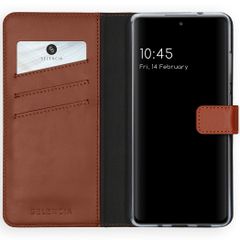 Selencia Étui portefeuille en cuir véritable Samsung Galaxy S20 FE - Marron clair