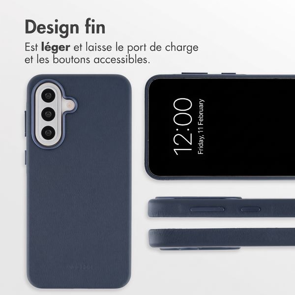 Accezz Coque arrière en cuir avec MagSafe Samsung Galaxy A57 (5G) - Nightfall Blue