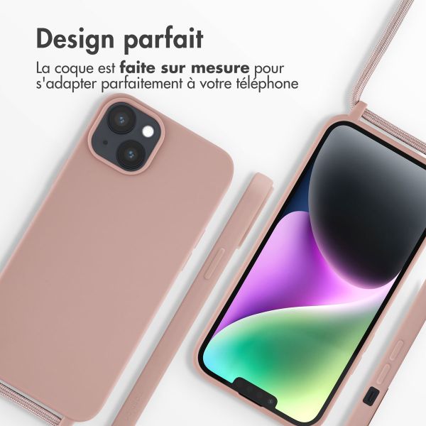imoshion Coque en silicone avec cordon Apple iPhone 14 Plus - Sand Pink