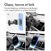 Accezz EasyLock Support de téléphone de voiture - Avec coque Apple iPhone 14 Pro - Grille de ventilation - Rotation à 360 degrés - Noir