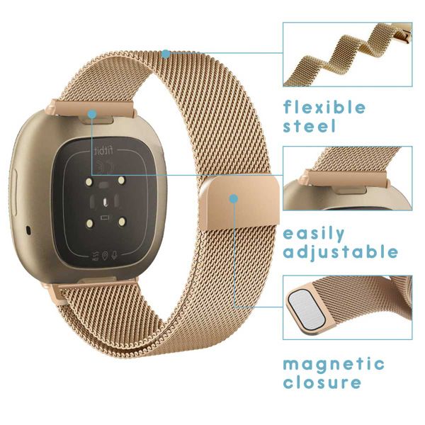 imoshion Bracelet milanais montre multipack Fitbit Versa 4 / 3 / Sense (2) - Noir & Rose