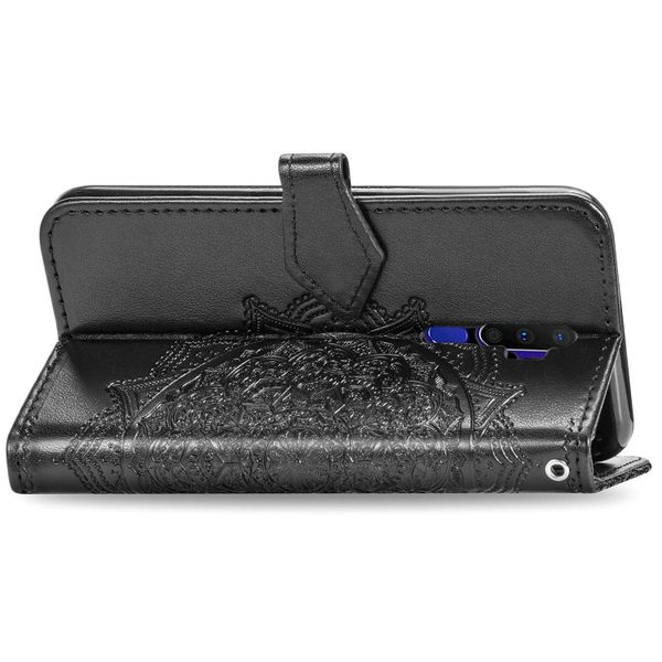 Etui de télephone portefeuille Mandala Oppo A5 (2020) / A9 (2020) - Noir