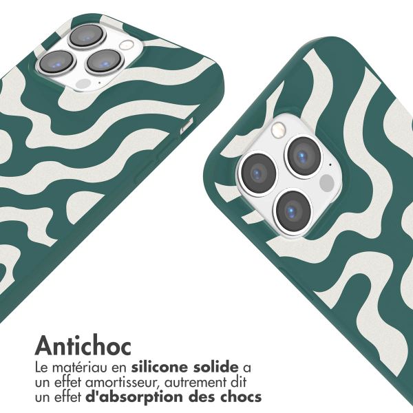 imoshion Coque design en silicone avec cordon Apple iPhone 13 Pro Max - Petrol Green Groovy