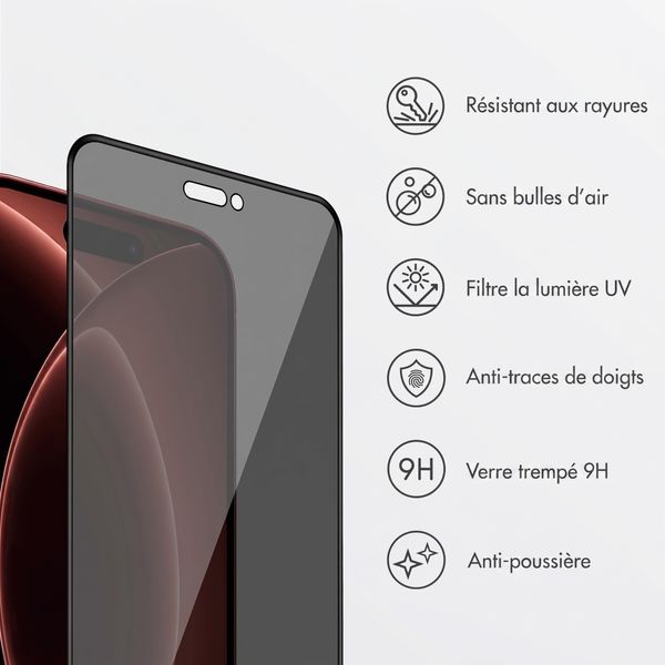 Accezz Protection d'écran en verre trempé avec filtre de confidentialité + Applicateur Apple iPhone 18 Pro Max / 17 Pro Max
