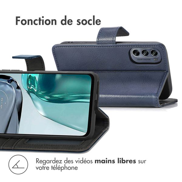 imoshion Étui de télephone portefeuille de luxe Motorola Moto G62 - Bleu foncé