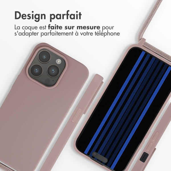 imoshion Coque en silicone avec cordon Apple iPhone 15 Pro - Sand Pink