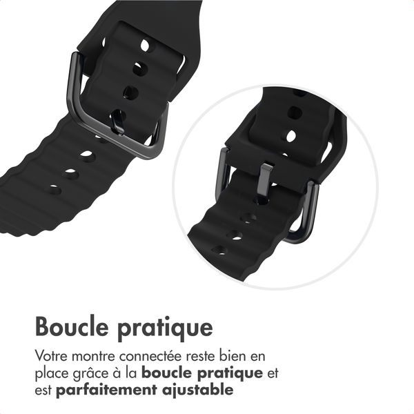 imoshion Bracelet Wave en silicone Samsung Galaxy Watch 4 / 5 / 6 / 7 / FE (20 mm) - Noir