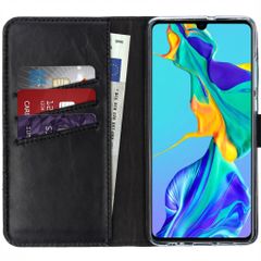 Selencia Étui portefeuille en cuir véritable Huawei P30 - Noir
