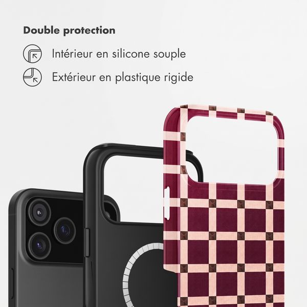 Selencia Coque arrière Vivid avec MagSafe Apple iPhone 18 Pro / 17 Pro - Check This Burgundy