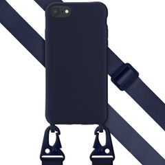 Selencia Coque silicone avec cordon amovible Apple iPhone SE (2022 / 2020) / 8 / 7 - Bleu foncé