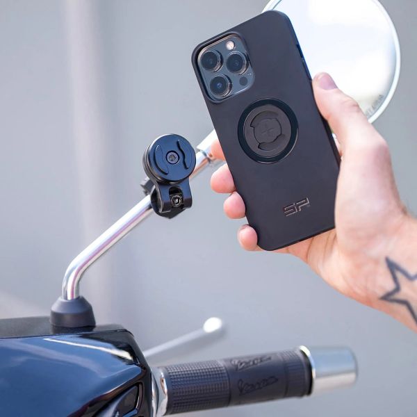 SP Connect Support de téléphone Mirror Mount Pro SPC+ pour scooter / moto - Fixation sur rétroviseur - Noir