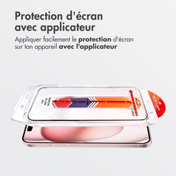 Accezz Protecteur d'écran en verre trempé + Applicateur Apple iPhone 16 / 15