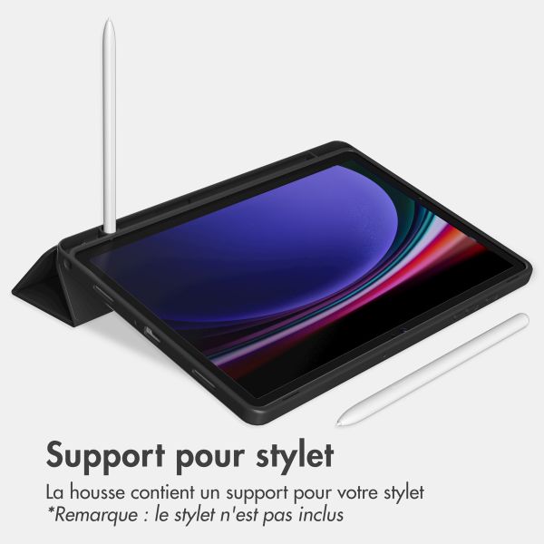 Accezz Coque tablette portefeuille Smart Silicone Samsung Galaxy Tab A9 Plus - Noir