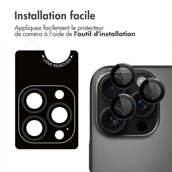 imoshion Lot de 2 protections d'objectif de caméra Apple iPhone 16 Pro / 16 Pro Max - Noir / Titanium