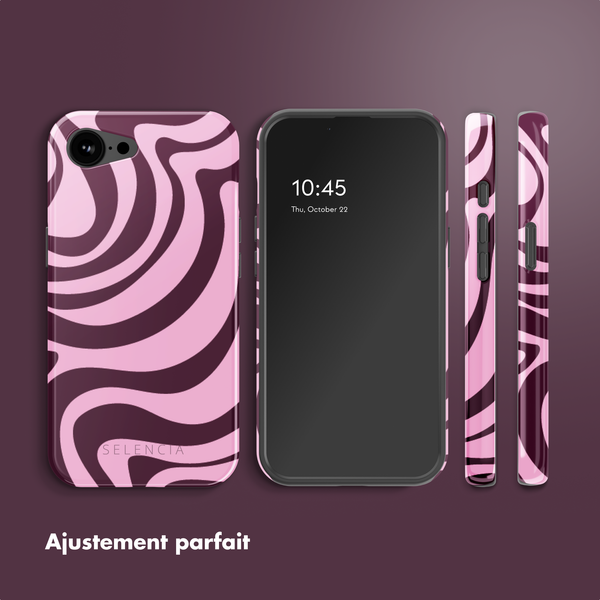 Selencia Coque arrière Vivid avec MagSafe Apple iPhone 17e / 16e - Wavy Swirl Pink Plum