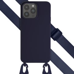 Selencia Coque silicone avec cordon amovible Apple iPhone 15 Pro Max - Bleu foncé