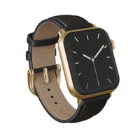 Burga Bracelet en cuir véritable  - Apple Watch | 44/45/46/49 mm / Connexion universelle 20 mm - Don't Text / Gold