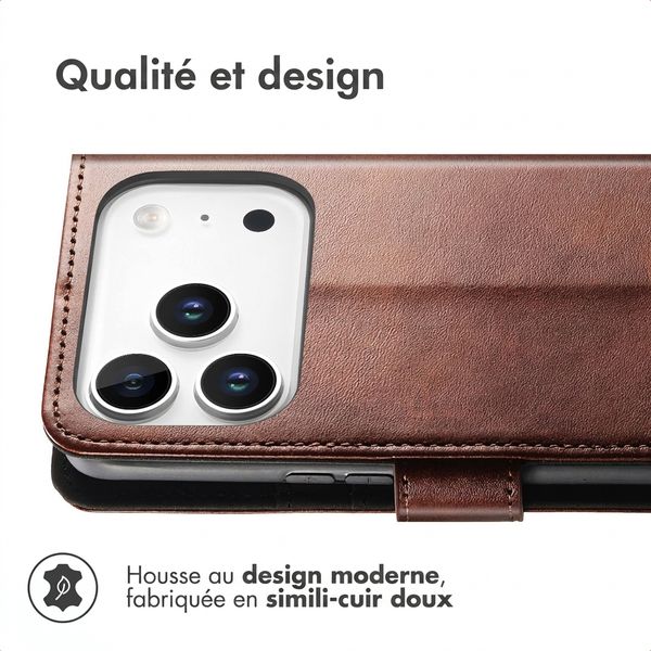 imoshion Étui de télephone portefeuille de luxe Apple iPhone 18 Pro / 17 Pro - Marron foncé