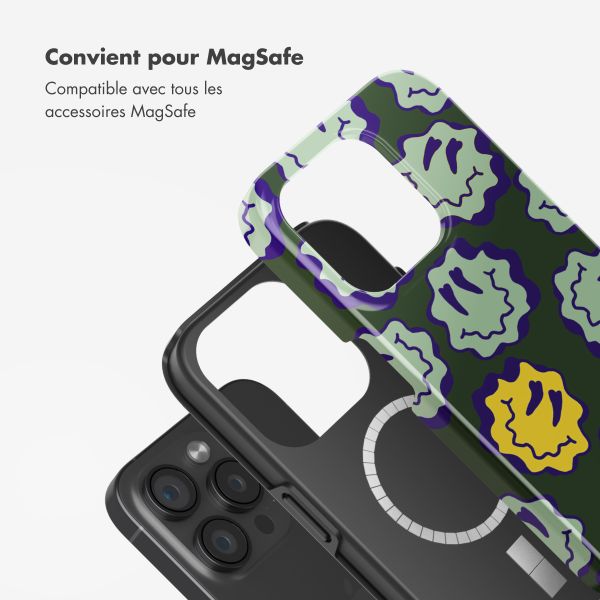Selencia Coque arrière Vivid avec MagSafe Apple iPhone 15 Pro - Wavy Smiley Green