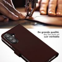 Selencia Étui portefeuille en cuir véritable Samsung Galaxy A27 (5G) - Marron foncé