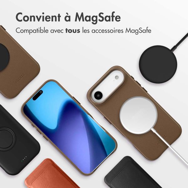 Accezz Coque arrière en cuir avec MagSafe Apple iPhone Air - Marron café