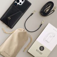 Selencia Coque de télephone Sera avec cordon et porte-cartes enveloppe Samsung Galaxy S25 Ultra - Noir