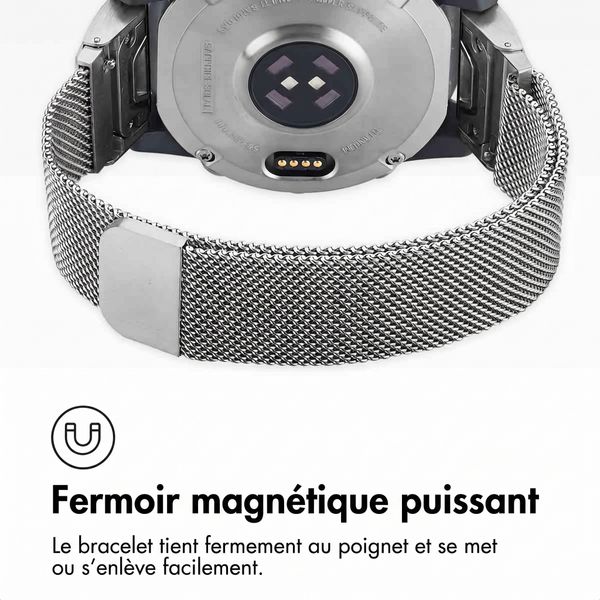 imoshion Bracelet QuickFit® Milanais  - Connexion Garmin 22 mm - Taille L/XL - Argent