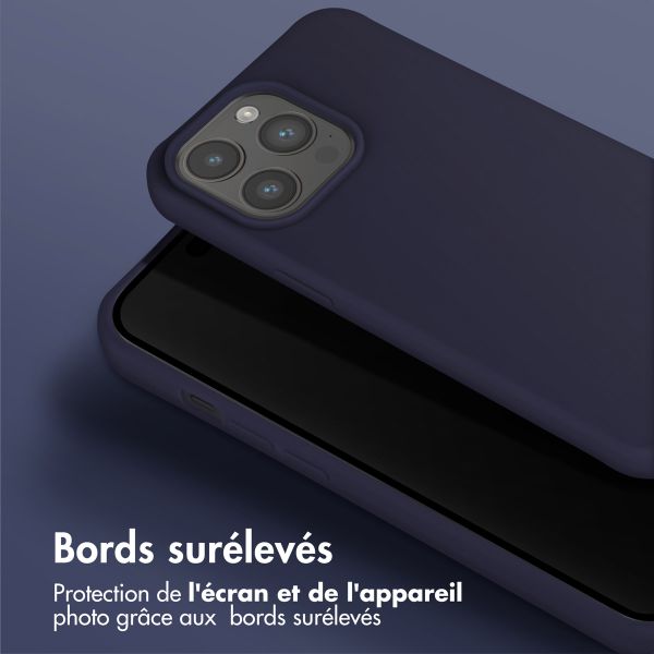 Selencia Coque silicone avec cordon amovible Apple iPhone 15 Pro Max - Bleu foncé