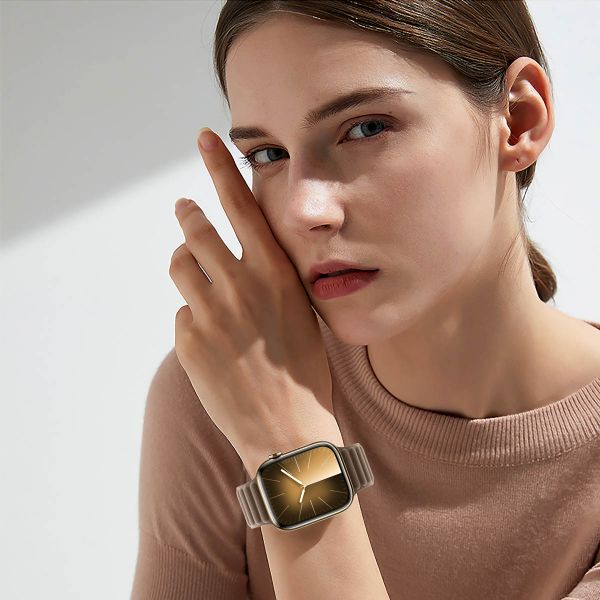 WiWu Bracelet à maillons tressés magnétiques Apple Watch | 44/45/46/49 mm - Taupe