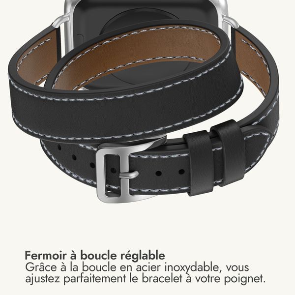 Selencia Bracelet Élan Double strap Apple Watch | 38/40/41/42 mm - Noir