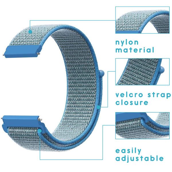 imoshion Bracelet en nylon Samsung Galaxy Watch 4 / 5 / 6 / 7 / FE (20 mm) - Bleu