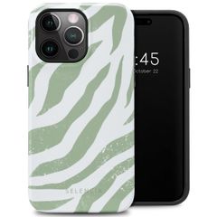 Selencia Coque arrière Vivid Apple iPhone 14 Pro Max - Colorful Zebra Sage Green