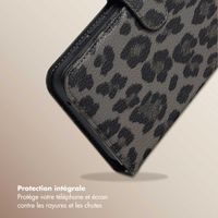 Selencia Étui de télephone portefeuille imprimé léopard Sabi Samsung Galaxy A35 - Midnight Black