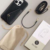 Selencia Coque de télephone Sera avec cordon et porte-cartes enveloppe Apple iPhone 16 Pro - Noir
